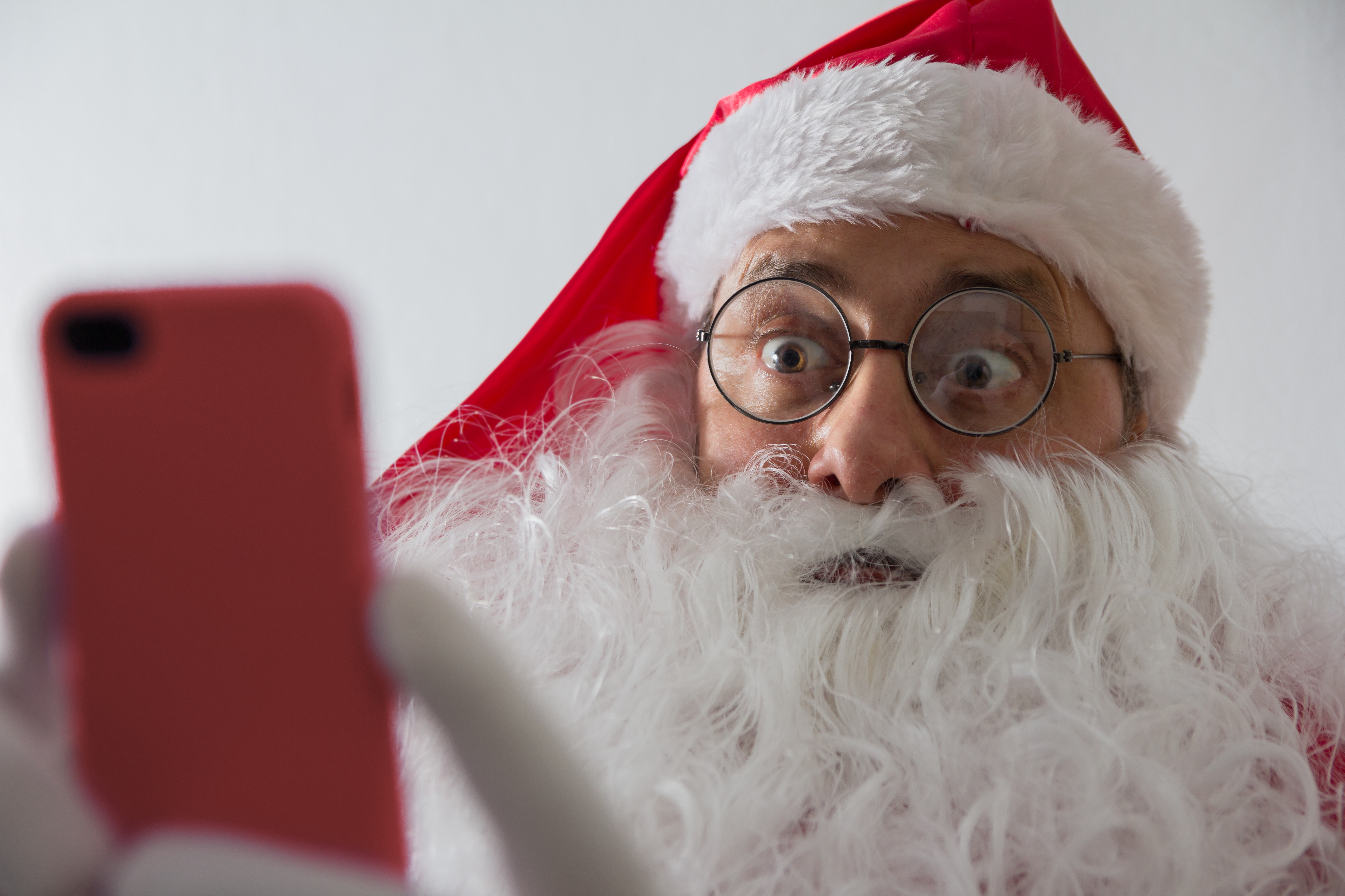 Santa on his smart phone