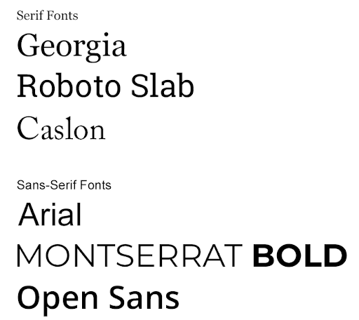 serif and sans-serif fonts