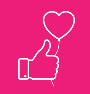 social media thumbs up & heart